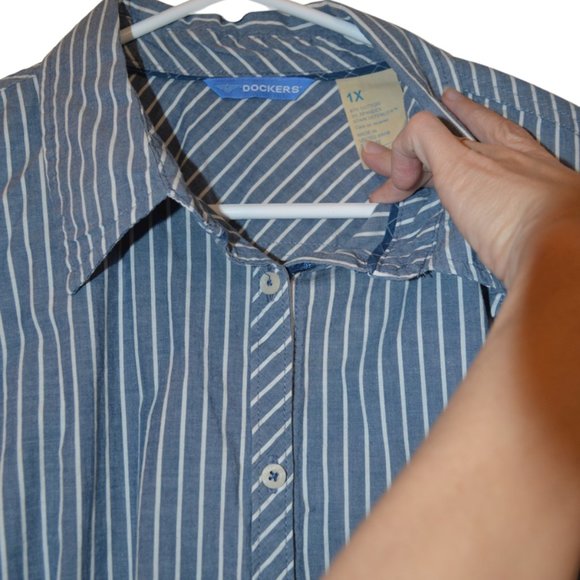 Dockers Stain Defender Retro Long Sleeve Button Down Women Shirt 1X - Picture 4 of 9